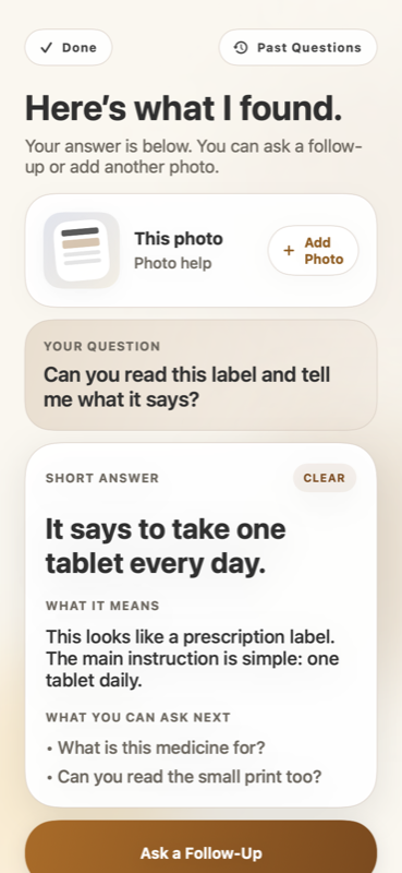 UrMorning answer card on iPhone