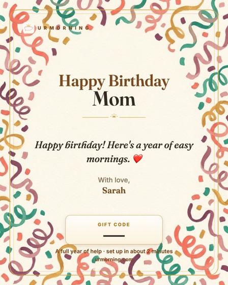 Happy Birthday gift card for Mom, with confetti